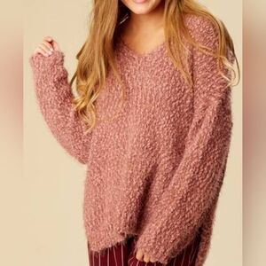 Altar'd State Mauve Pull-over V-neck Sweater, Size M/L